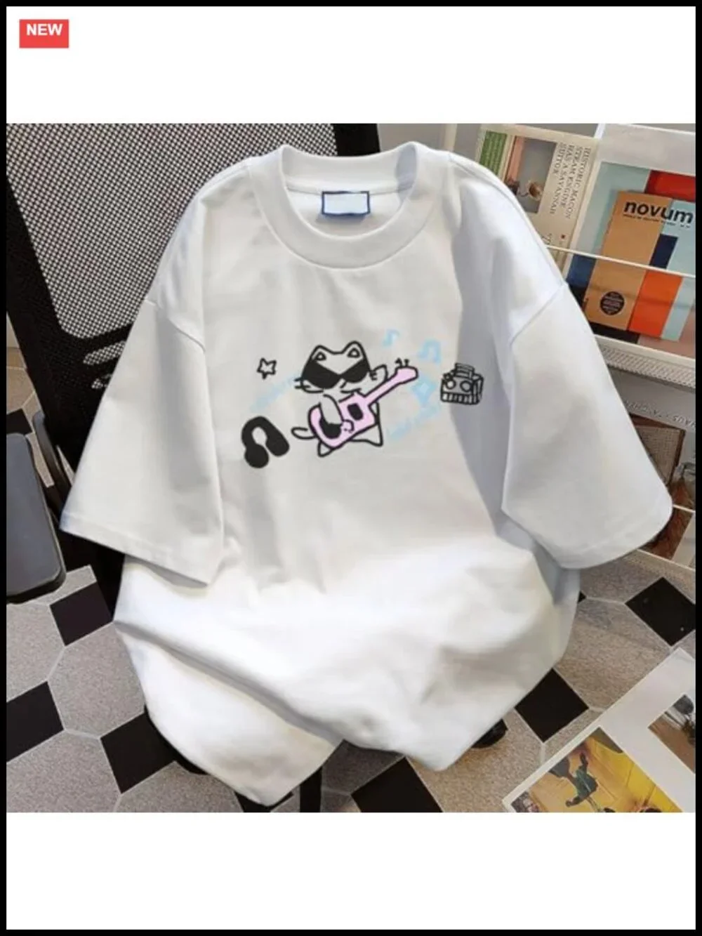 Cute Kawaii Cat Print Oversized Graphic T-Shirt Vintage Y2K Summer Top
